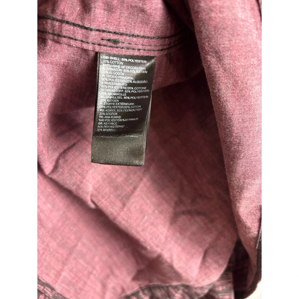The North Face Mens Purple Black Slub Long Sleeve Button Down Shirt NF0A3KEZ L